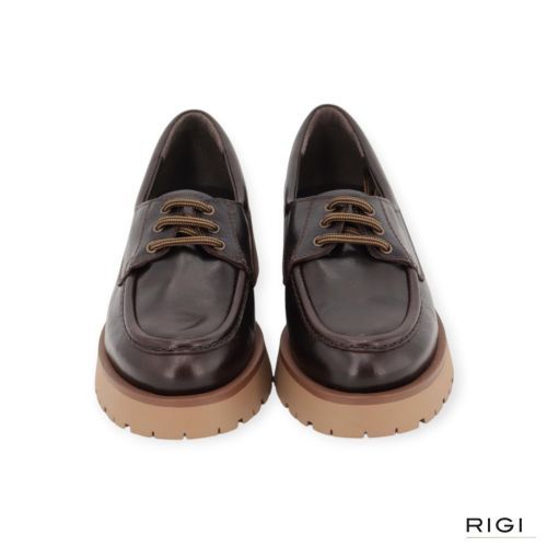 CTWLK, Catwalk Earth veterschoen in bruin leer voor dames. CTWLK, Catwalk Earth veterschoen in bruin leer voor dames.