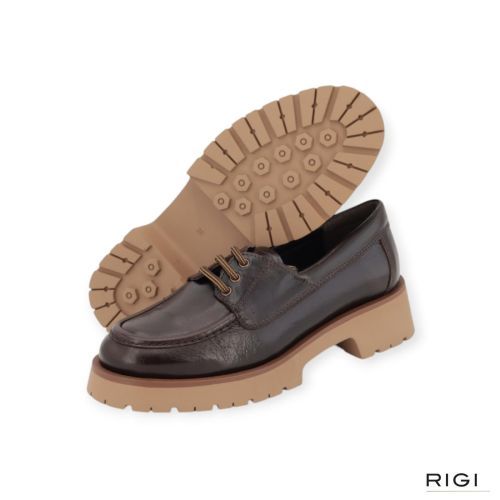 CTWLK, Catwalk Earth veterschoen in bruin leer voor dames. CTWLK, Catwalk Earth veterschoen in bruin leer voor dames.