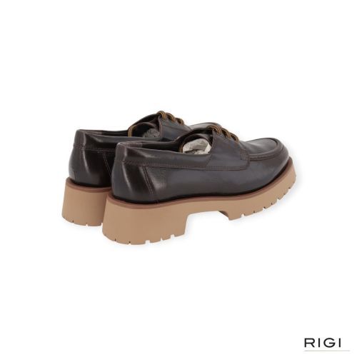 CTWLK, Catwalk Earth veterschoen in bruin leer voor dames. CTWLK, Catwalk Earth veterschoen in bruin leer voor dames.