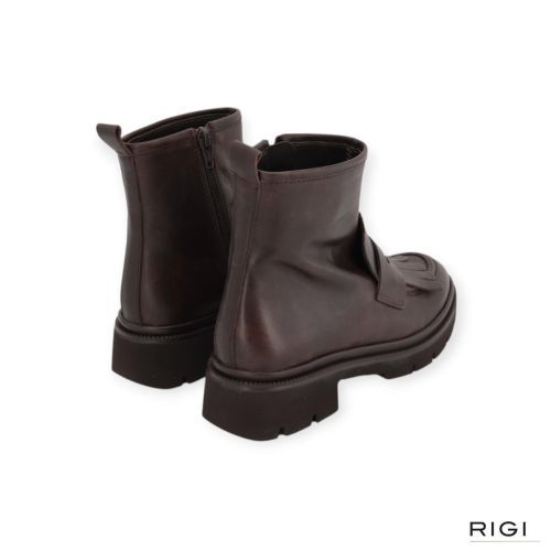 CTWLK Emery enkellaars in bruin gebrushed leer voor dames. 
