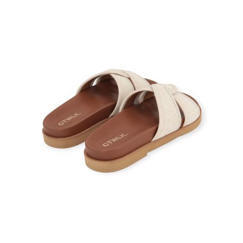 Catwalk CTWLK Gabon slipper voor dames in off wit leer.