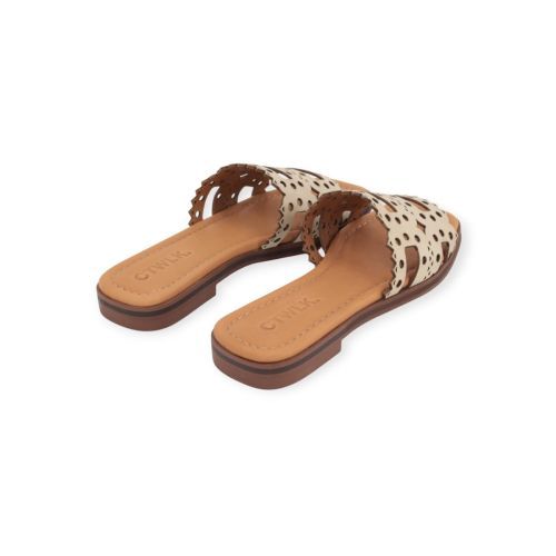 Catwalk CTWLK Genoa slipper voor dames in beige leer. 