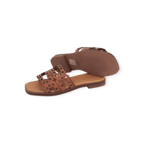 Catwalk CTWLK Genoa slipper voor dames in cognac leer. 