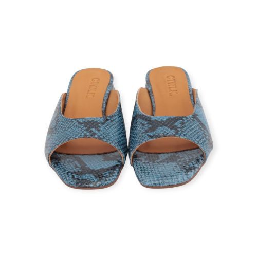 Catwalk CTWLK Gilla slipper, muiltje voor dames in blauw leer.