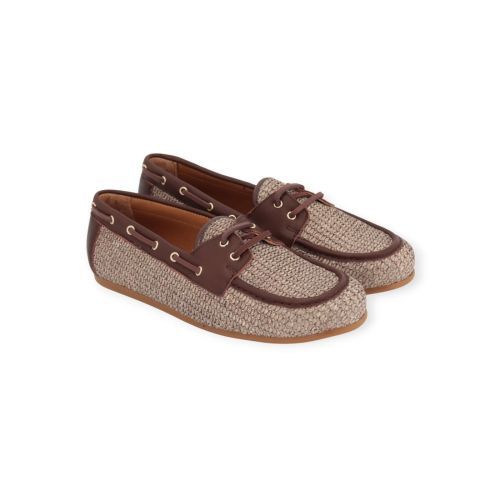 Catwalk CTWLK Giulia mocassin in bruin leer met raffia voor dames. Catwalk CTWLK Giulia mocassin in bruin leer met raffia voor dames.