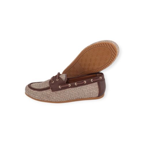 Catwalk CTWLK Giulia mocassin in bruin leer met raffia voor dames. Catwalk CTWLK Giulia mocassin in bruin leer met raffia voor dames.