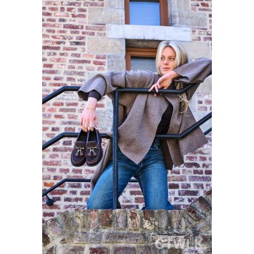 CTWLK, Catwalk Josie mocassin in donkerbruin leer met pony voor dames. CTWLK, Catwalk Josie mocassin in donkerbruin leer met pony voor dames.