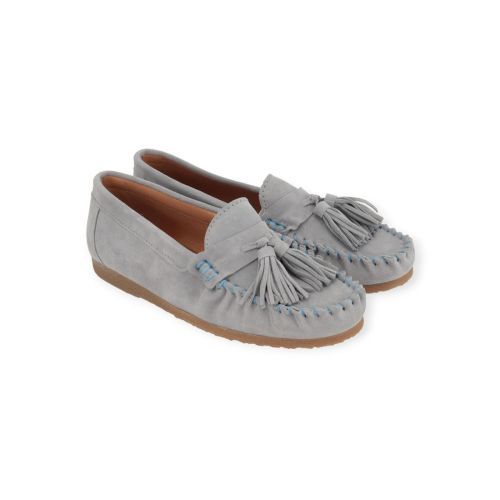 Ctwlk Catwalk Pablito dames mocassin in het licht blauw suede leer.