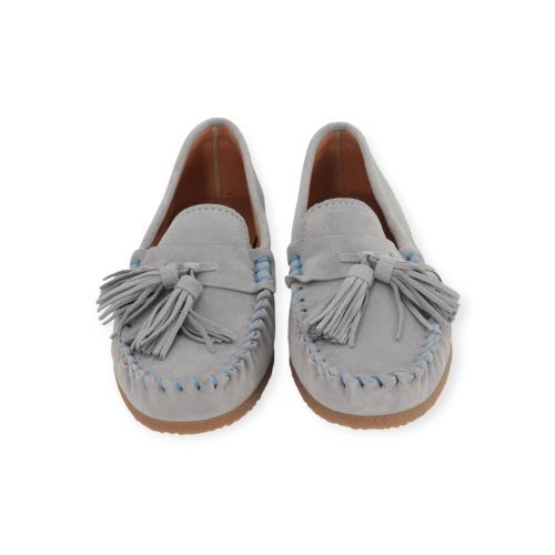 Ctwlk Catwalk Pablito dames mocassin in het licht blauw suede leer.