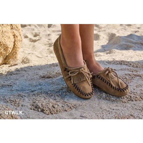 Ctwlk Catwalk Patron dames mocassin in het cognac suede.