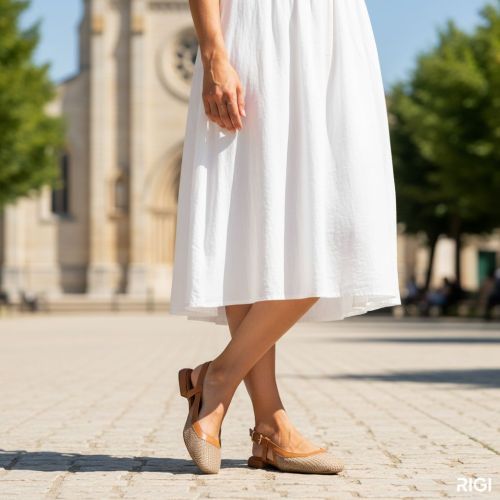 CTWLK Ralf O1 ballerina in blauw raffia voor dames. 