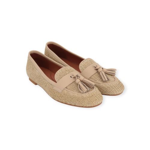 CTWLK Rango mocassin in beige raffia voor dames. 