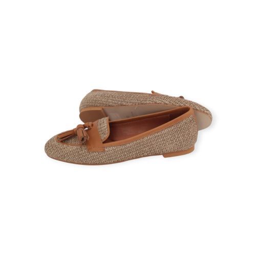 CTWLK Rango mocassin in cognac raffia voor dames.