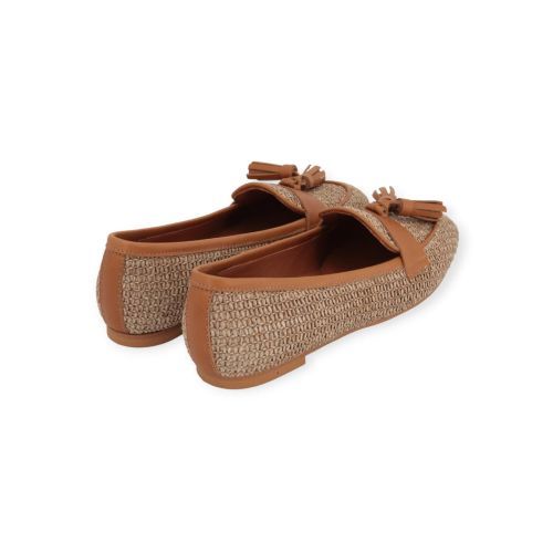 CTWLK Rango mocassin in cognac raffia voor dames.