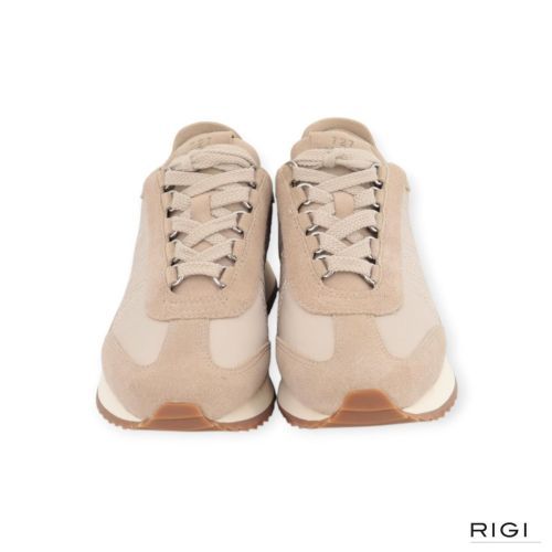 Cycleur De Luxe Bloom sneaker in beige suède met nylon voor dames. 