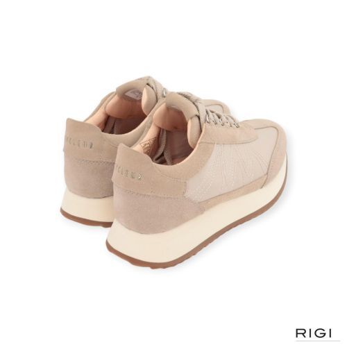 Cycleur De Luxe Bloom sneaker in beige suède met nylon voor dames. 