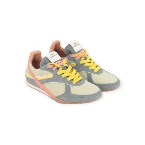 Cycleur De Luxe DL06 sneaker voor dames in multi groen suède met nylon.