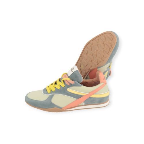Cycleur De Luxe DL06 sneaker voor dames in multi groen suède met nylon.
