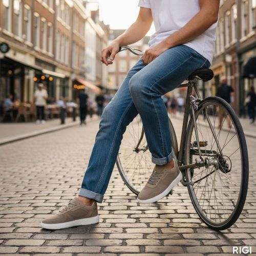 Cycleur de Luxe ND11 sneaker voor heren in taupe suède leer.