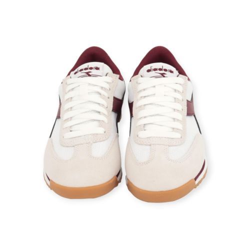 Diadora Cross sneaker voor dames in wit bordeaux mesh en leer.