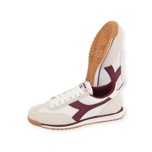 Diadora Cross sneaker voor dames in wit bordeaux mesh en leer.