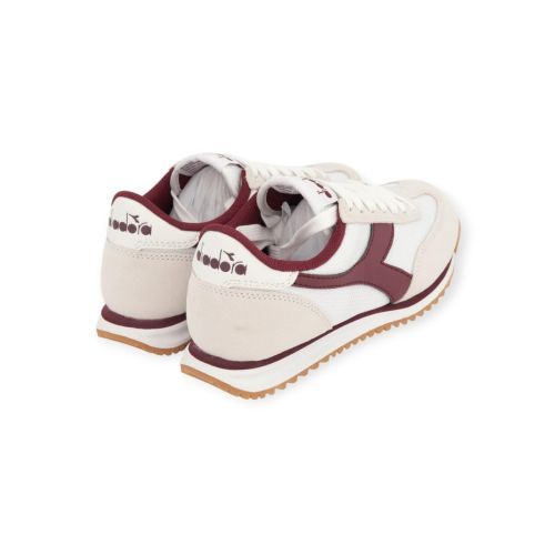 Diadora Cross sneaker voor dames in wit bordeaux mesh en leer.