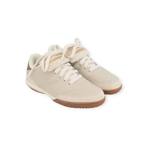 Diadora Gold Indoor Metal dames sneaker in het beige leer.