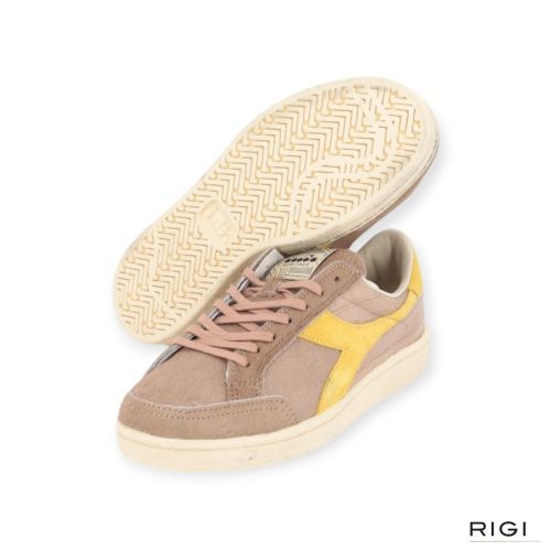 Prestige Horsy Croco in beige pony met geel suède voor dames. 