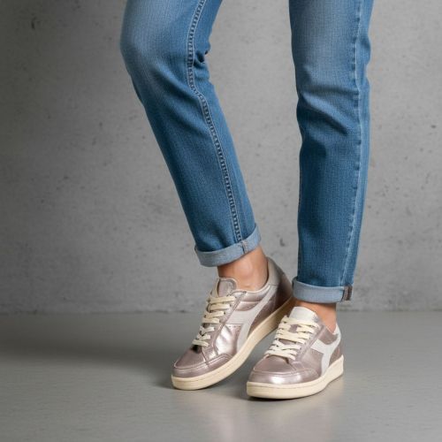 Diadora Heritage Metal Used sneaker roze shinning met beige.