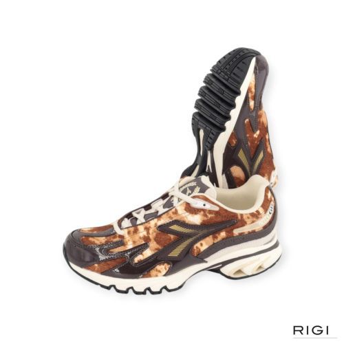 Diadora Mythos Propulsion 280 Jungle voor dames in cow print met bruin lakleer. 