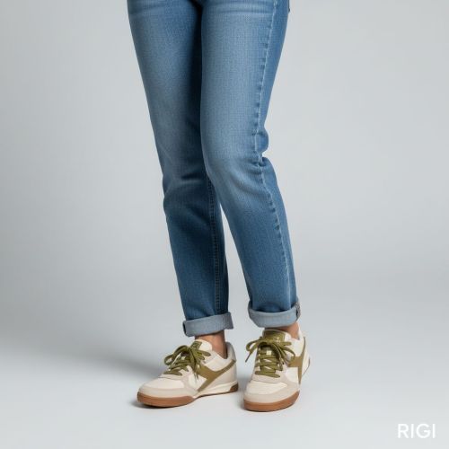 Diadora Seoul Indoor sneaker voor dames in off wit leer met groen. Diadora Seoul Indoor sneaker voor dames in off wit leer met groen.