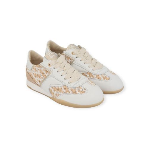DL Sport 6945 sneaker voor dames in wit leer met raffia