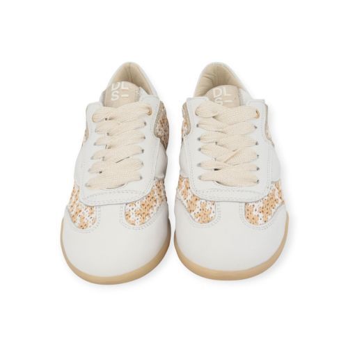 DL Sport 6945 sneaker voor dames in wit leer met raffia