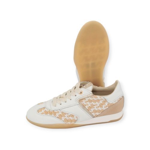 DL Sport 6945 sneaker voor dames in wit leer met raffia