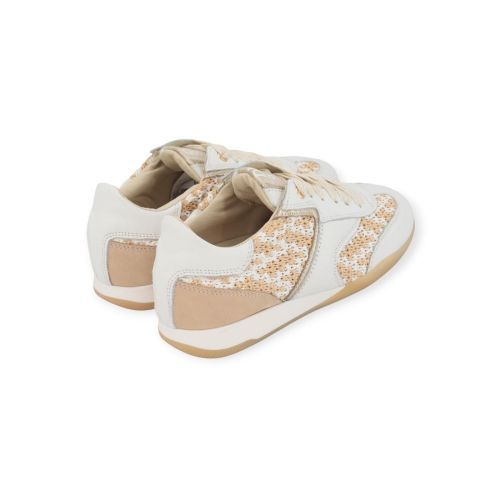 DL Sport 6945 sneaker voor dames in wit leer met raffia