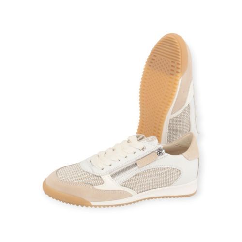 DL sport 6954 dames sneaker in off wit met beige leer.