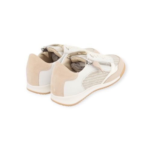 DL sport 6954 dames sneaker in off wit met beige leer.
