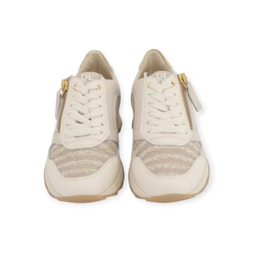 DL Sport 6958 dames sneaker in het beige leer. 