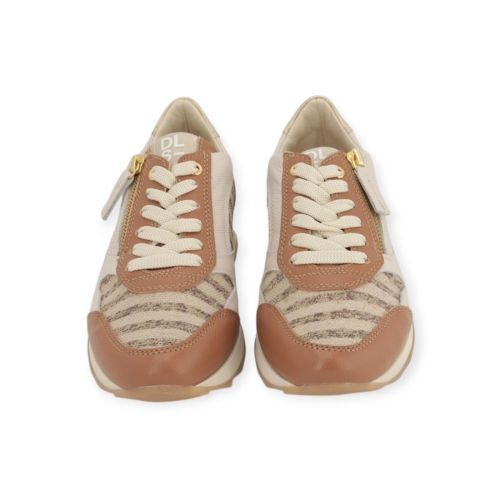 DL Sport 6958 dames sneaker in het cognac met beige leer. 