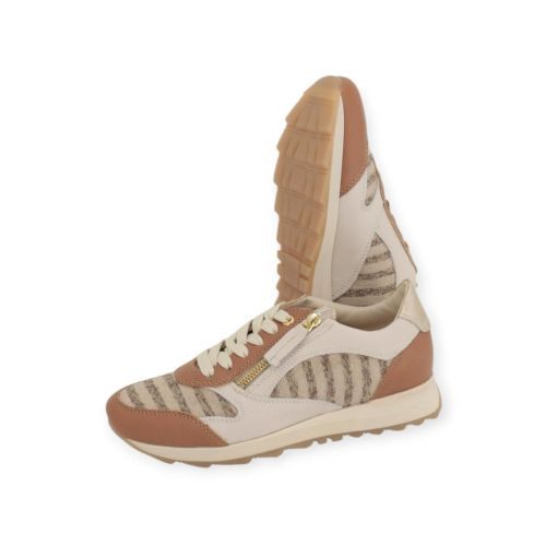 DL Sport 6958 dames sneaker in het cognac met beige leer. 
