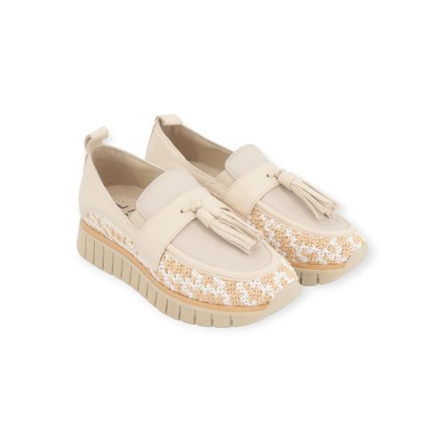 Dl Sport dames mocassin in beige raffia leer. Dl Sport dames mocassin in beige raffia leer.