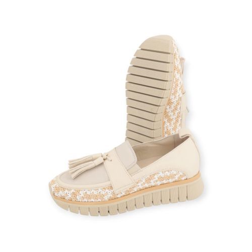 Dl Sport dames mocassin in beige raffia leer. Dl Sport dames mocassin in beige raffia leer.