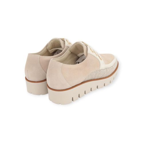 Dl Sport dames veter schoen in beige leer.