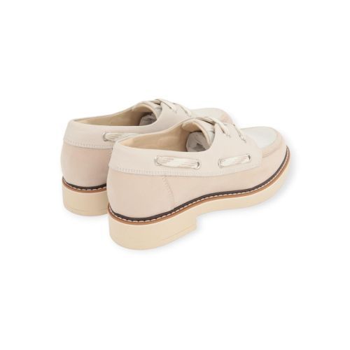 Dl Sport dames veter schoen in off wit leer.