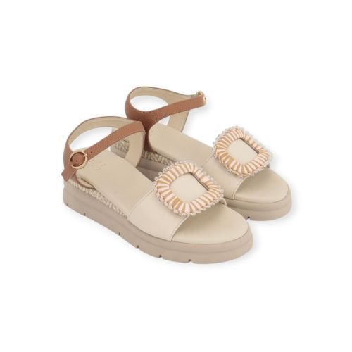 Dl Sport dames sandaal in het beige met cognac leer. Dl Sport dames sandaal in het beige met cognac leer.