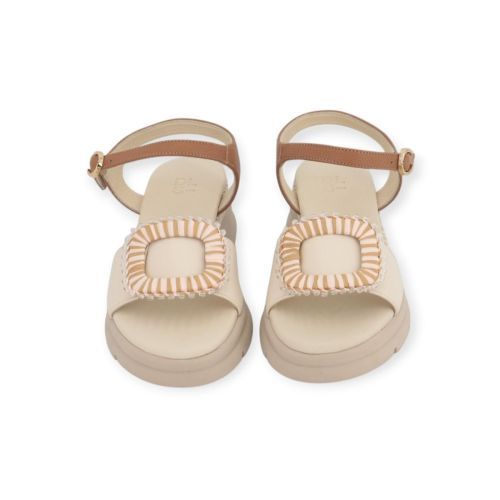 Dl Sport dames sandaal in het beige met cognac leer. Dl Sport dames sandaal in het beige met cognac leer.
