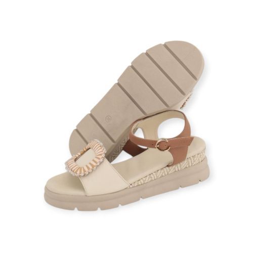 Dl Sport dames sandaal in het beige met cognac leer. Dl Sport dames sandaal in het beige met cognac leer.