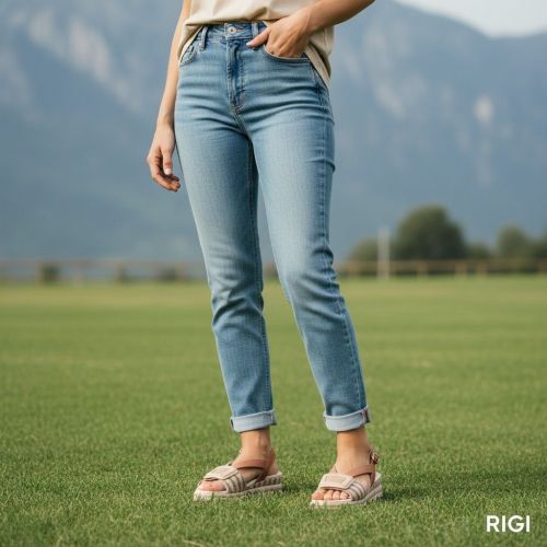 Dl Sport dames sandaal in het beige met cognac leer.