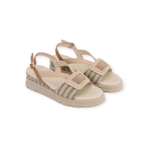 Dl Sport dames sandaal in het beige met cognac leer.