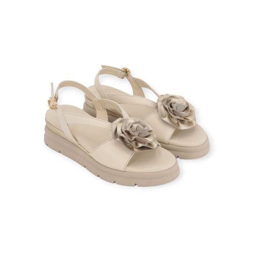 Dl Sport 7045 dames sandaal in het beige met goud leer.